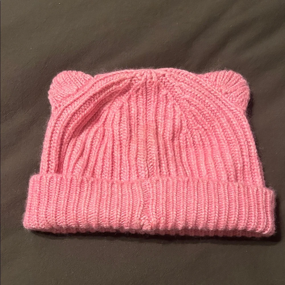 Adorable Pink Knit Beanie for Kids Cat Ear Beanie